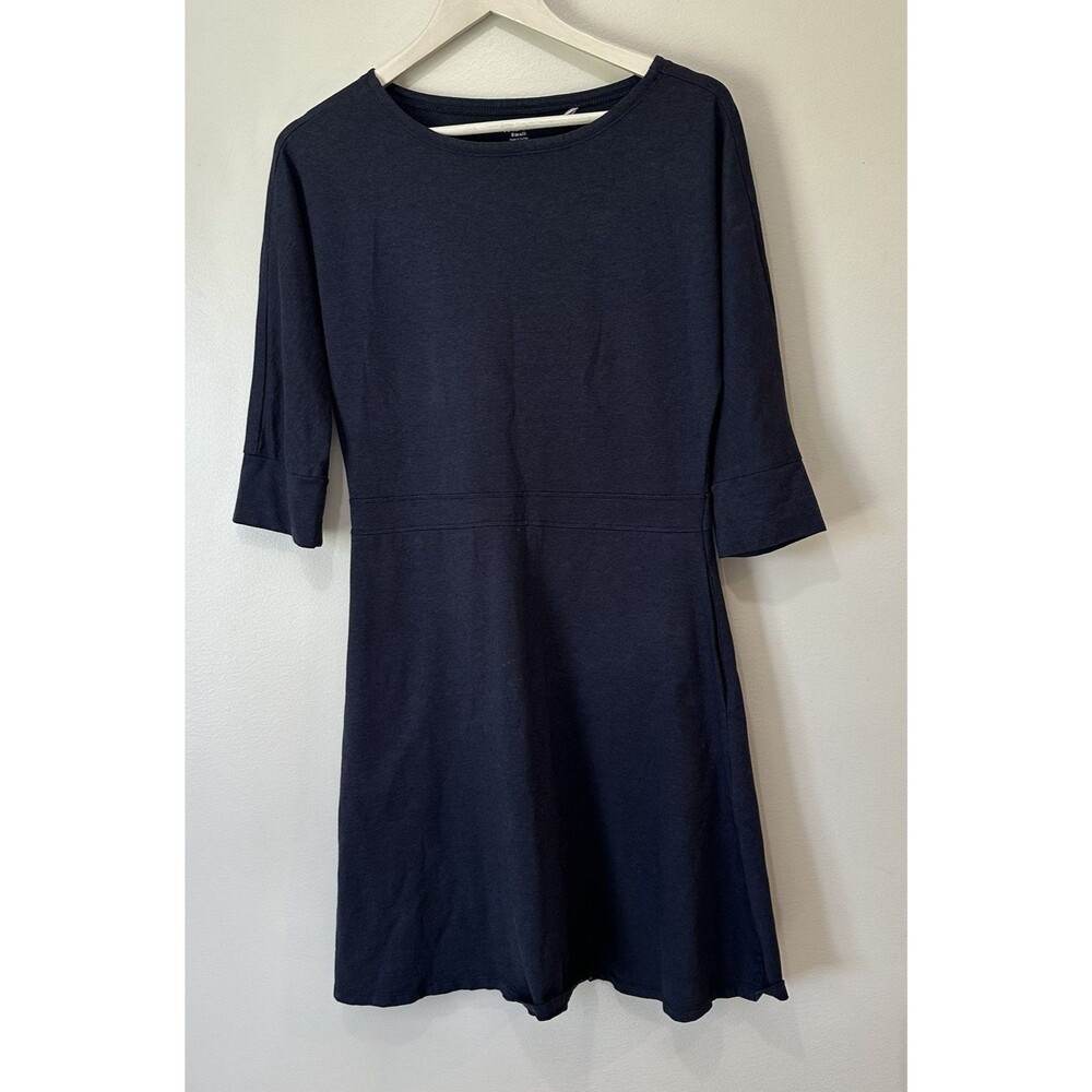 Toad & Co Solid Navy Blue Modest Organic Cotton A-Line Fit & Flare Dress Size S